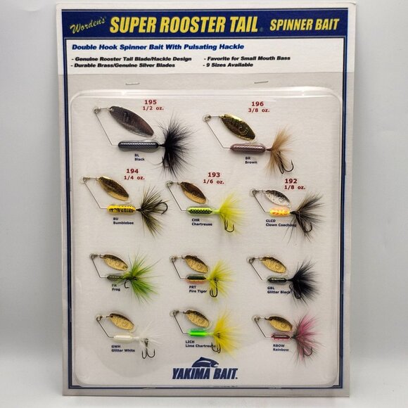 Yakima Wordens Super Rooster Tail Spinner Bait Sample Board 820261 - Picture 1 of 3